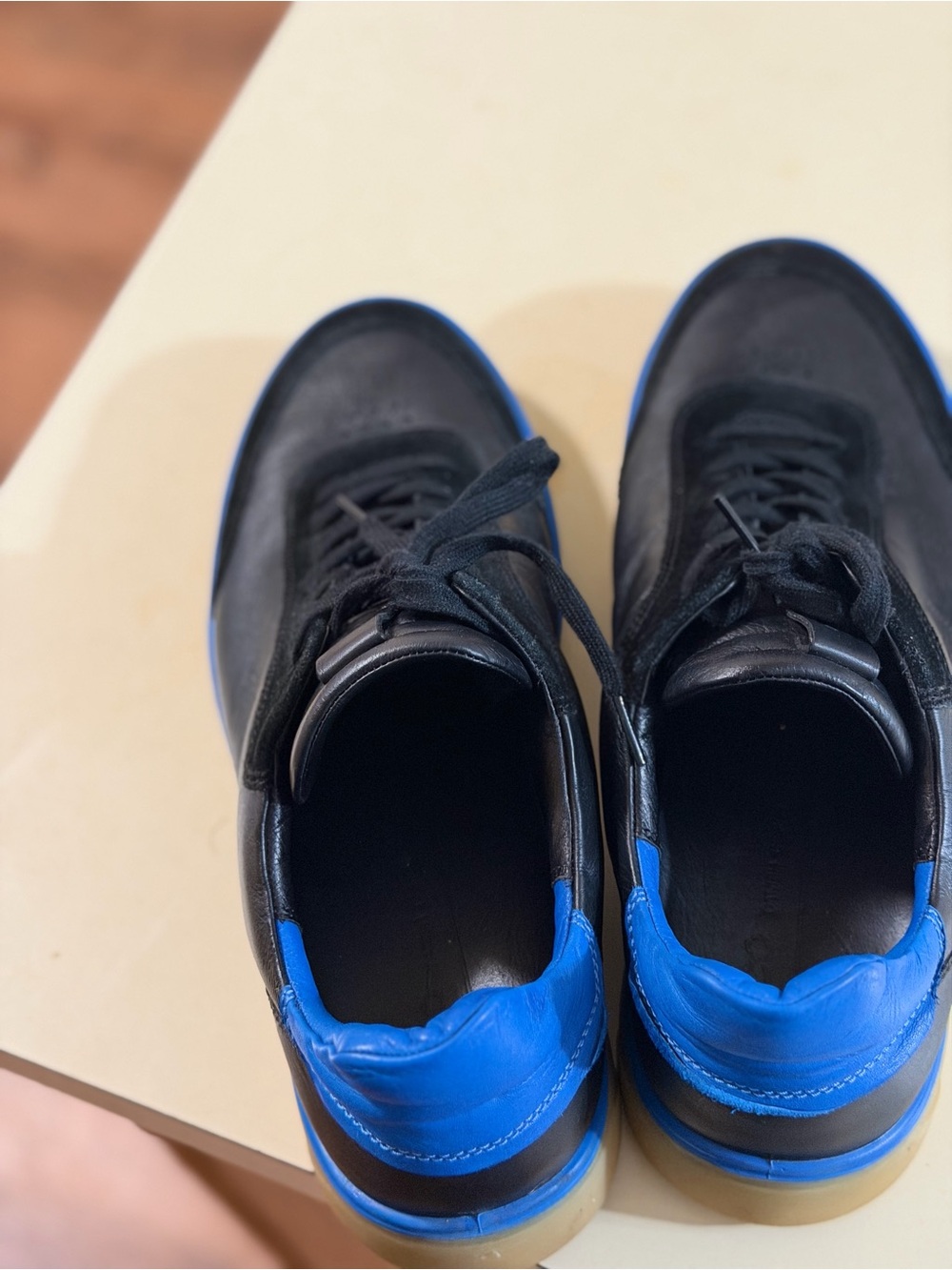 Men's Black and Royal Blue Low-Top Sneakers